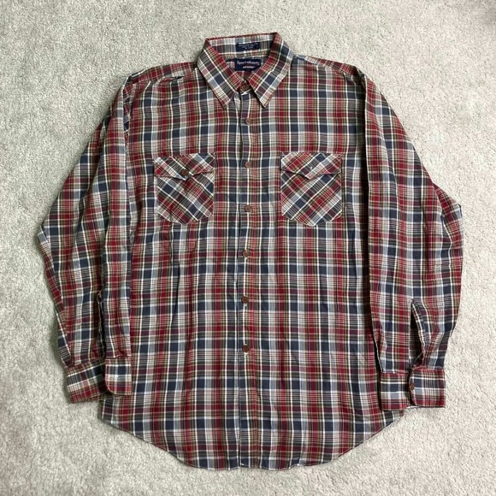 Vintage Big Yank Plaid Button Down Shirt Long Sleeve‎ Sanforized Mens Large 80s